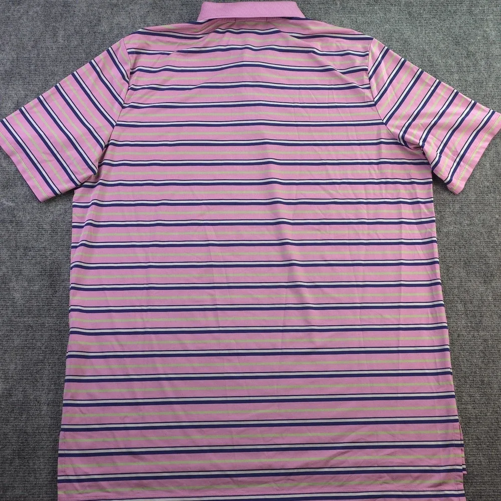 RLX Ralph Lauren Polo‎ Large Pink Blue Striped Congressional Logo Short Sleeve